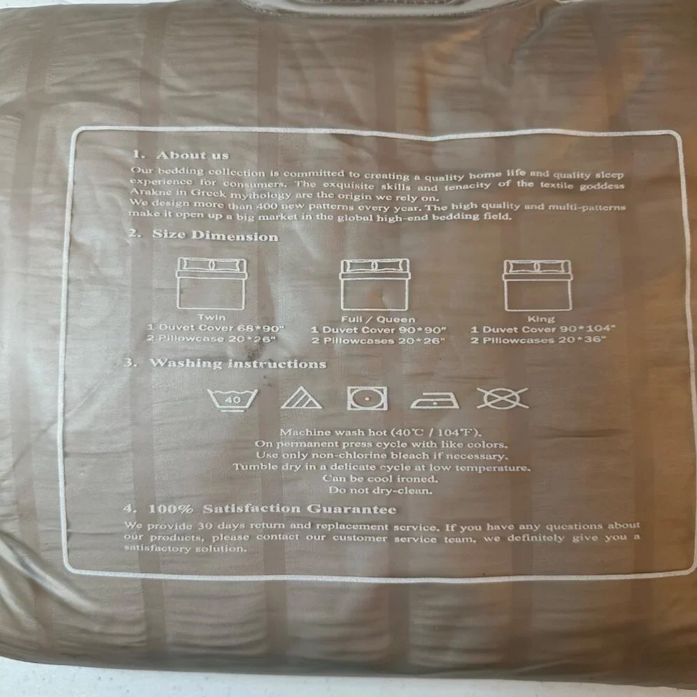King Size Duvet Cover Microfiber Beige Khaki Lightweight Seersucker Bedding Set